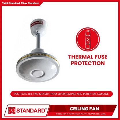 STANDARD CEILING FAN 48" 70W, Diameter Metal Blade- 4 Speed Remote Switch