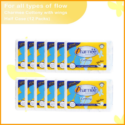 Charmee Cottony Sanitary Napkin for All Types of Flow w/ wings 12's (24 packs) - 1 case