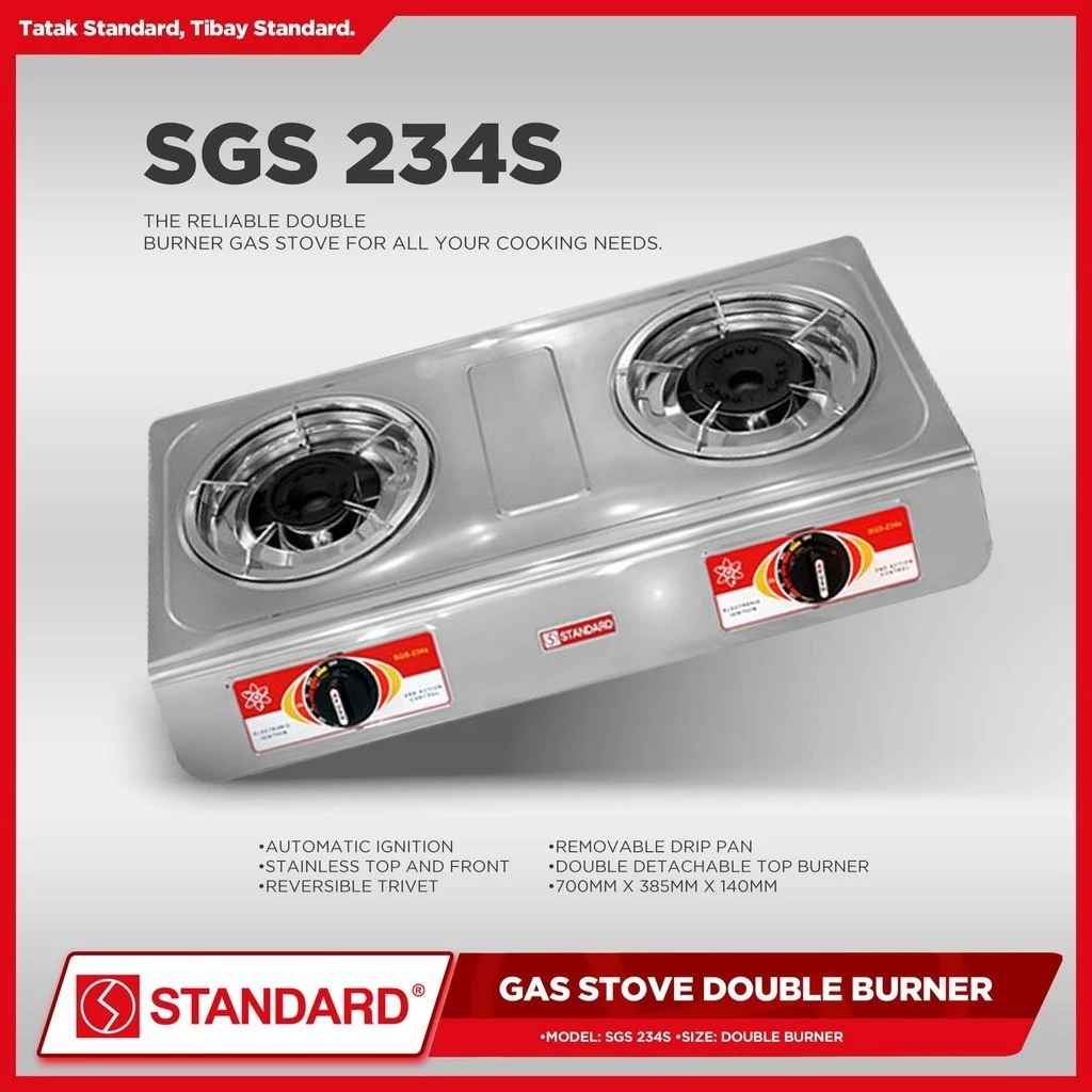 STANDRD GAS STOVE DOUBLE BURNER LPG - (BURNER ONLY) 700mmX385mmX140mm
