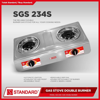 STANDRD GAS STOVE DOUBLE BURNER LPG - (BURNER ONLY) 700mmX385mmX140mm