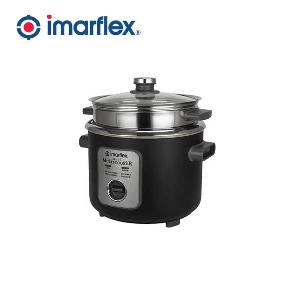 IMARFLEX 4in1 MULTI COOKER IRC-15LS - 8 CUPS CAPACITY STAINLESS STEEL POT & STEAMER (Tempered Glass LID)