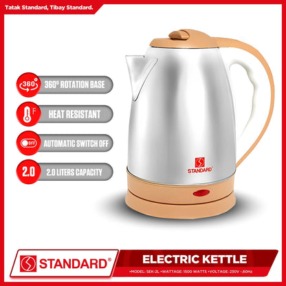 STANDARD ELECTRIC KETTLE 2L 1500W - STAINLESS STEEL BODY  SEK2.0L