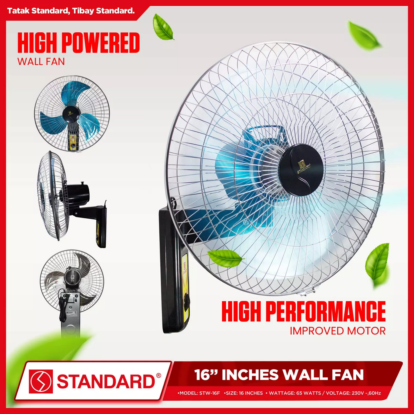 STANDARD ELECTRIC FAN 16" - Wall Fan  Metal Blade STW16F 3 SPEED ROTARY SWITCH