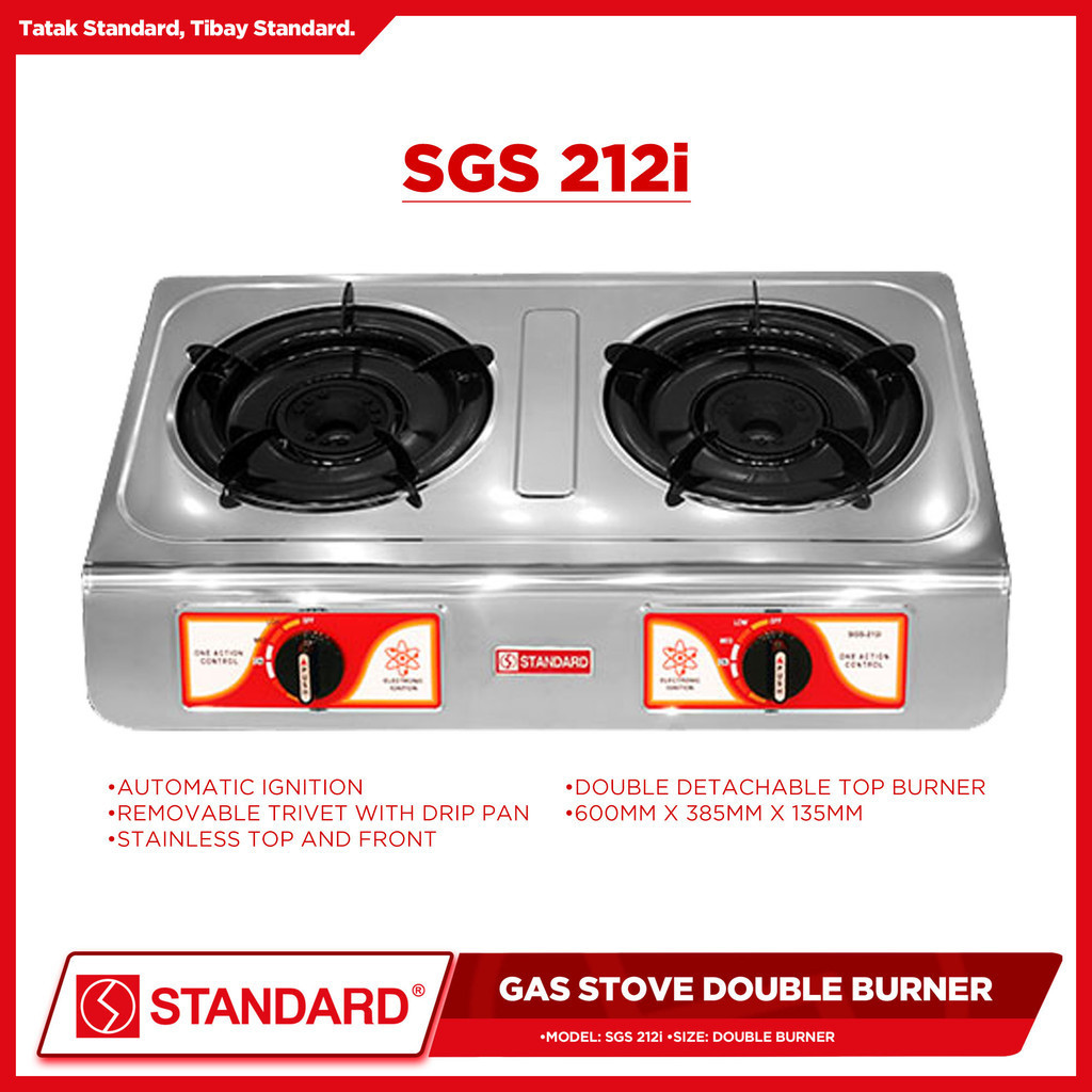 STANDARD DOUBLE BURNER LPG Gas Stove - (BURNER ONLY) 600mm x 385 x 135mm