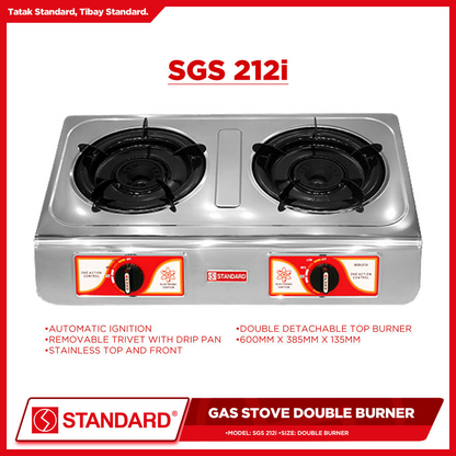 STANDARD DOUBLE BURNER LPG Gas Stove - (BURNER ONLY) 600mm x 385 x 135mm