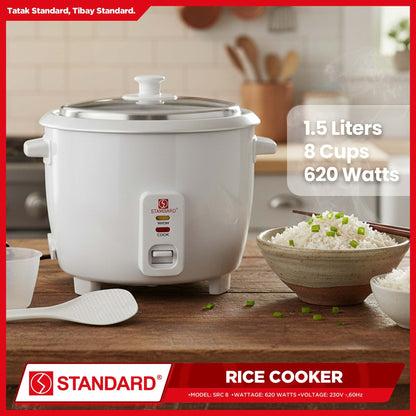 STANDARD RICE COOKER 1.5L (Plain White) For 6-8 person use