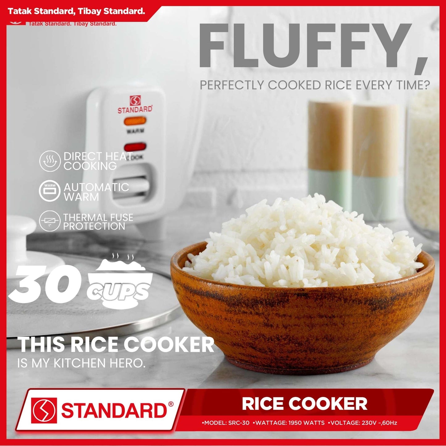 STANDARD Large Capacity Commercial RICE COOKER (1950W) 5.6L/30Cups of rice