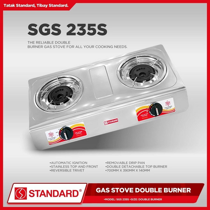 STANDARD GAS STOVE DOUBLE BURNER LPG - (BURNER ONLY)  700mm x 390mm x 140mm