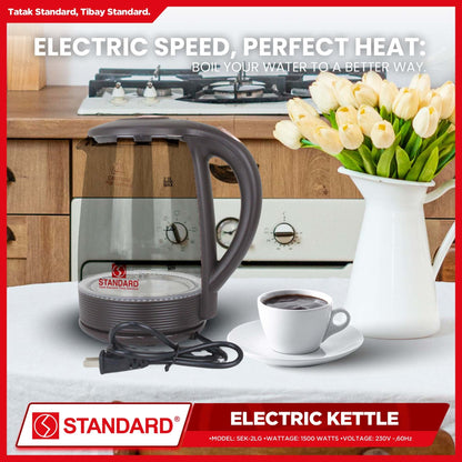 STANDARD ELECTRIC KETTLE 2L 1500W - GLASS w/ LED Lights 2L