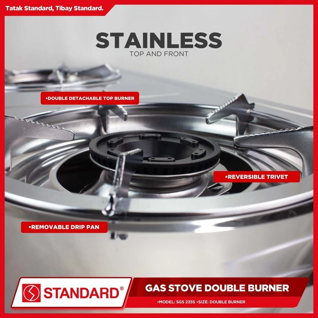 STANDARD GAS STOVE DOUBLE BURNER LPG - (BURNER ONLY)  700mm x 390mm x 140mm