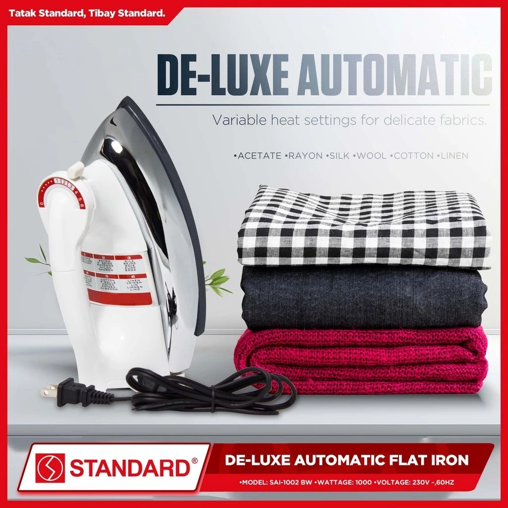 STANDARD DELUXE AUTOMATIC IRON 1000W - (WHITE) Interchangeable Cord