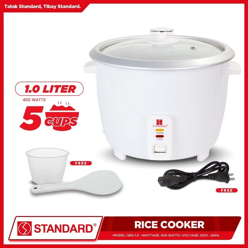 STANDARD RICE COOKER 400W - 1L / 5 Cups Rice w/ Measuring Cup & Rice Ladle