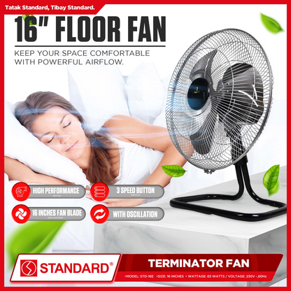 STANDARD TERMINATOR FAN 16" - Metal Blade 3 SPEED ROTARY SWITCH