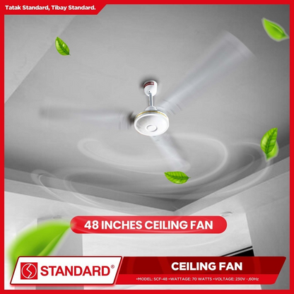 STANDARD CEILING FAN 48" 70W, Diameter Metal Blade- 4 Speed Remote Switch