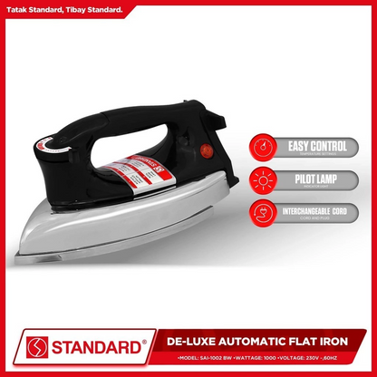 STANDARD DELUXE AUTOMATIC IRON 1000W - (BLACK) Interchangeable cord
