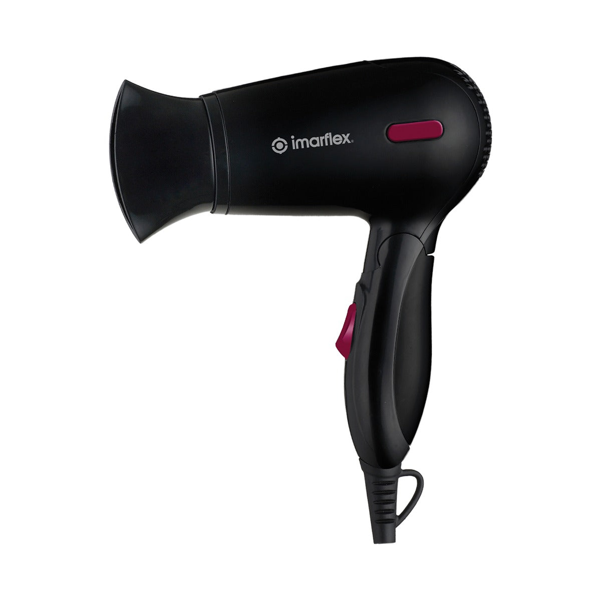 IMARFLEX Portable Hair Dryer HD-1300 - FOLDABLE HANDLE (BLACK)  2 HEAT FLOW NON SLIP GRIP HANDLE