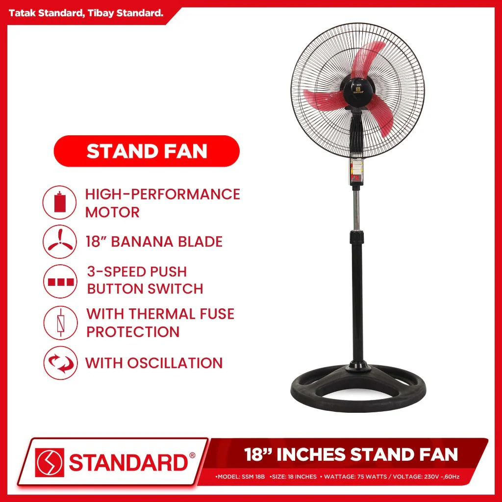STAND FAN 18" Plastic Blade SSM18B - RED 3.5kg