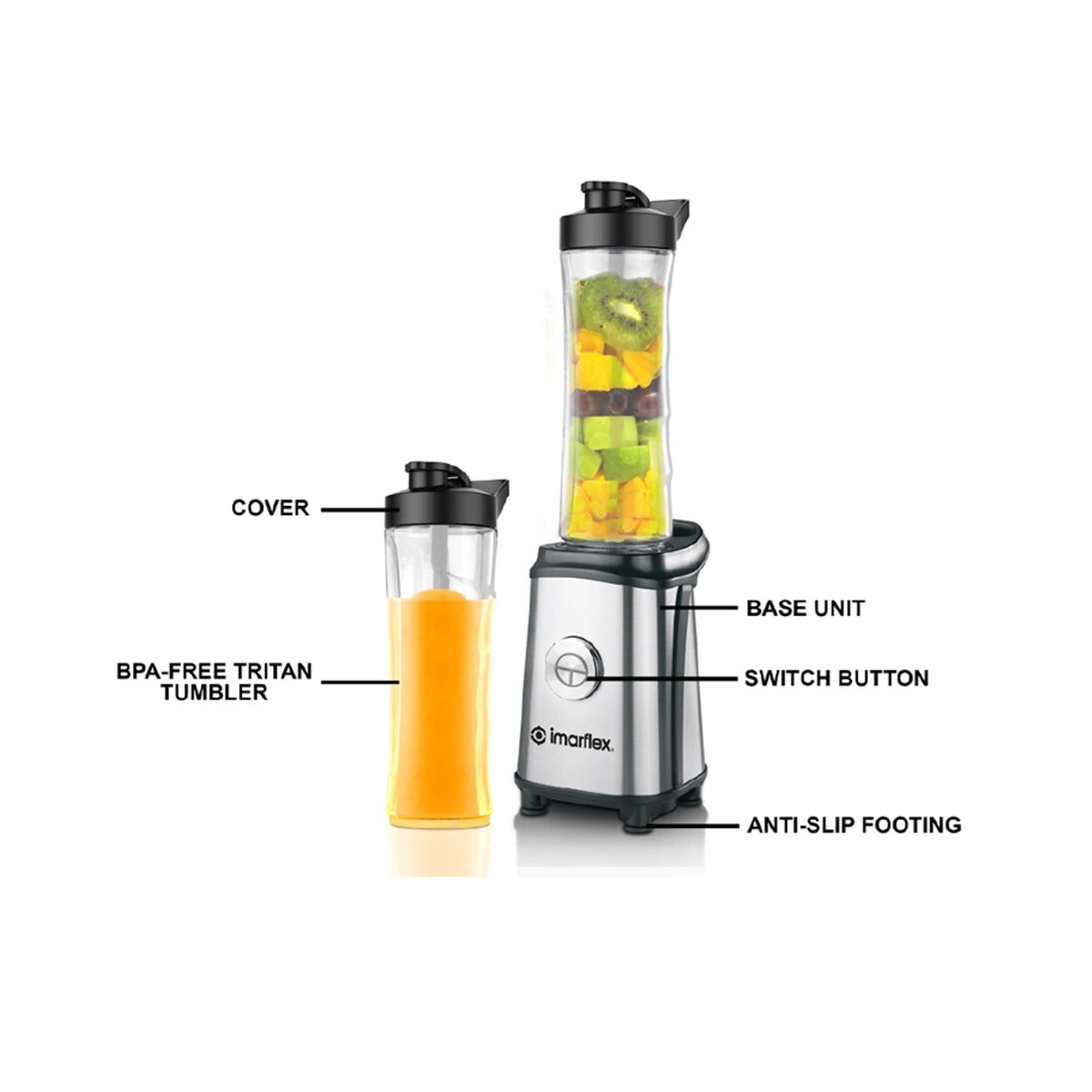 IMARFLEX 3in1 Blend-to-Go Blender IB-250P 350W  PORTABLE DESIGN, MULTIFUNCTIONAL (BPA-FREE)