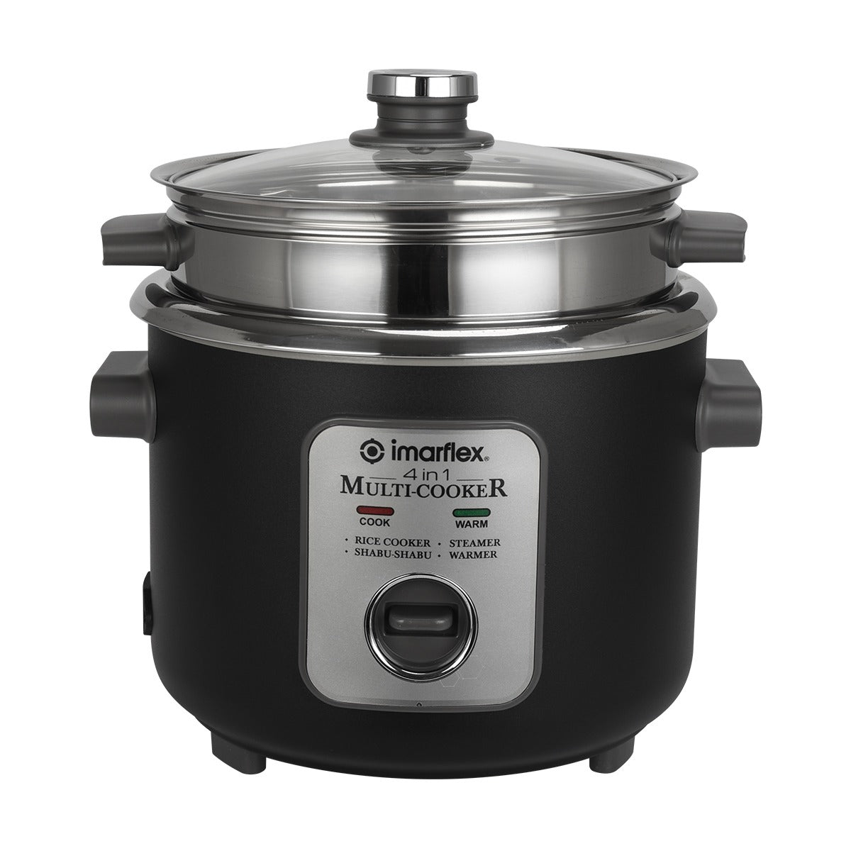 IMARFLEX 4in1 MULTI COOKER IRC-15LS - 8 CUPS CAPACITY STAINLESS STEEL POT & STEAMER (Tempered Glass LID)