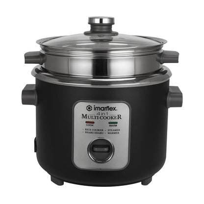 IMARFLEX 4in1 MULTI COOKER IRC-15LS - 8 CUPS CAPACITY STAINLESS STEEL POT & STEAMER (Tempered Glass LID)