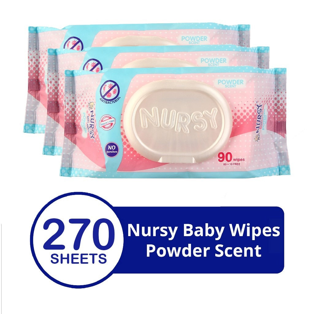 Nursy Baby Wipes in Powder Scent 90's - BUNDLE OF 4 and 24