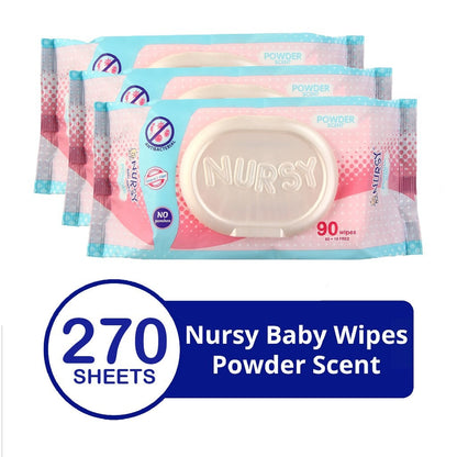 Nursy Baby Wipes in Powder Scent 90's - BUNDLE OF 4 and 24