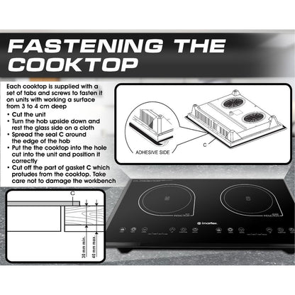 IMARFLEX Built-in Twin Induction Cooker IDX-3250B - L 1300W / R 1500W CHILD LOCK Auto Sense ON Pot/Auto OFF Function