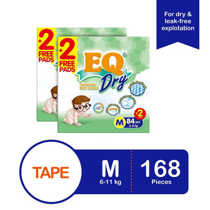 EQ Dry Mega Pack 84's Tape Baby Diaper (6-11kg) -Medium