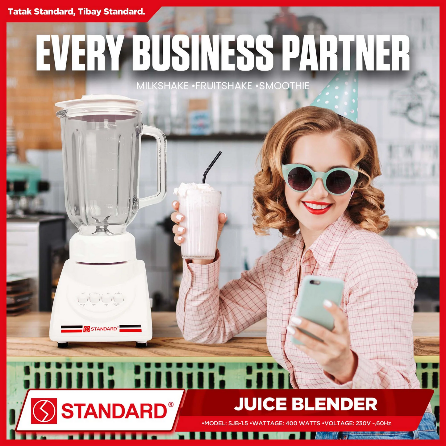 STANDARD BLENDER PLASTIC JAR 1.5L SAFETY LOCK SWITCH - SJB1.5LK
