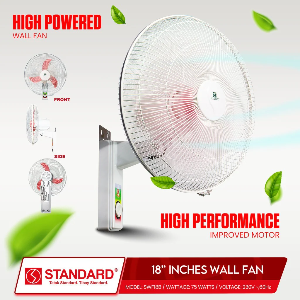 STANDARD ELECTRIC FAN 18" Wall Fan Banana Type Plastic Blade SWF18B  3 SPEED SELECTION