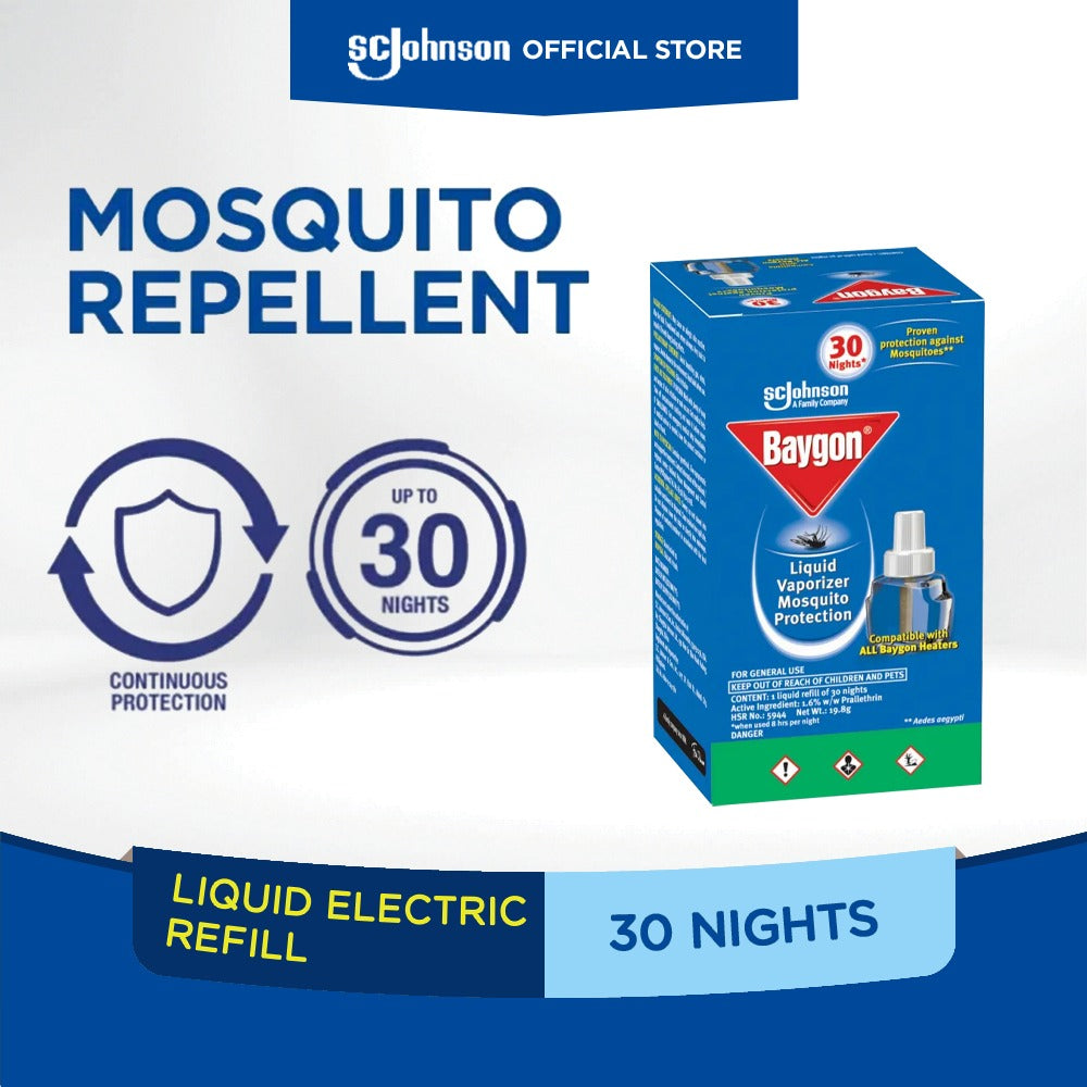 Baygon Liquid Vaporizer Refill 19.8g/30nights - (Pack of 3) Mosquito Repellent