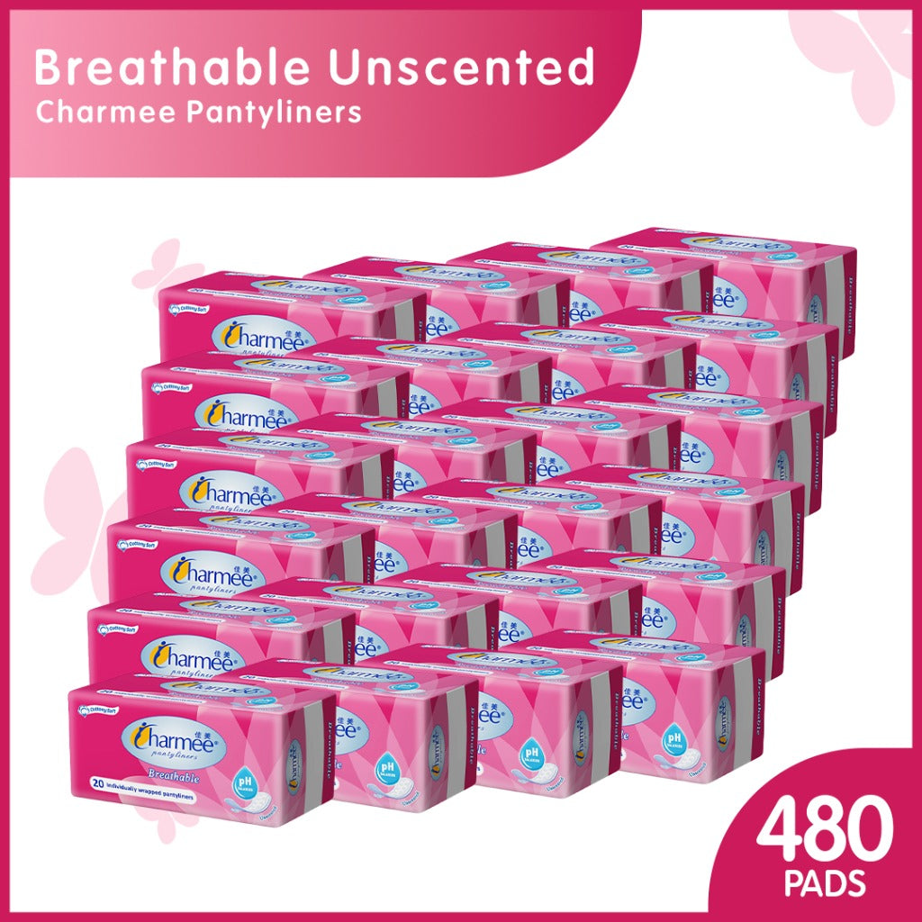 Charmee Pantyliner Breathable Unscented 20's x 24 packs - 1 case