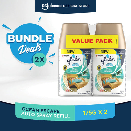 Glade Automatic Spray Refill 175g x 2- Ocean Escape Twin Fragrance (Value Pack)