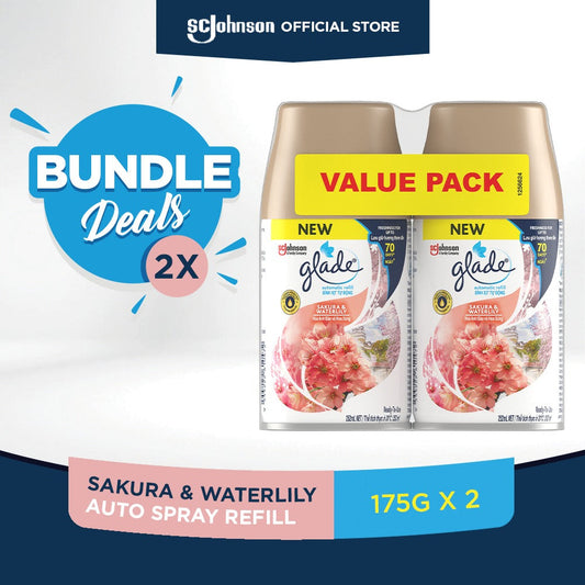 Glade Automatic Spray Refill 175g x 2 - Sakura & Waterlily Fragrance (Value Pack)Bundle Deals