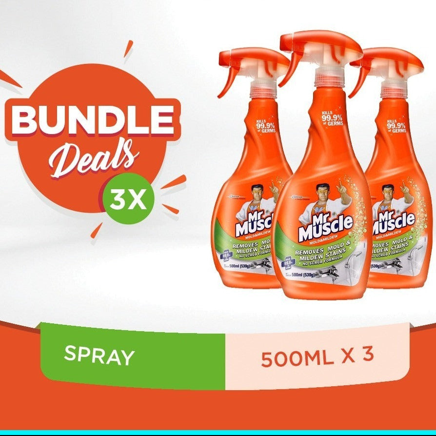 Mr. Muscle Mold & Mildew Primary 500ml - (No Need to Scrub)pack of 3