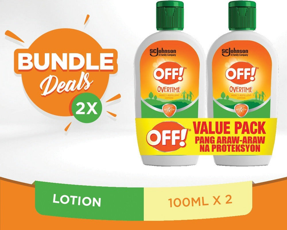OFF! Mosquito Repellent Lotion - Overtime Twin Pack 100ml x 2 Dermcool Long lasting