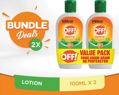 OFF! Mosquito Repellent Lotion - Overtime Twin Pack 100ml x 2 Dermcool Long lasting