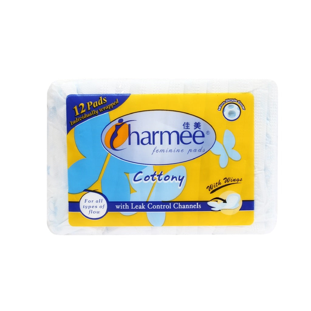 Charmee Cottony Sanitary Napkin for All Types of Flow w/ wings 12's (24 packs) - 1 case