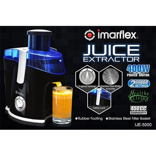 IMARFLEX Juice Extractor IJE-5000 - (BLACK) 400W LARGE CAPACITY 450CC