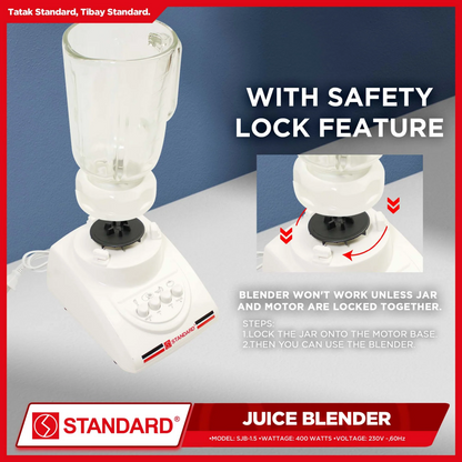STANDARD BLENDER PLASTIC JAR 1.5L SAFETY LOCK SWITCH - SJB1.5LK