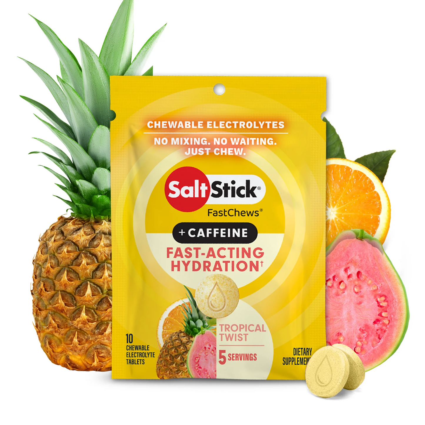 SaltStick FastChews Tropical Twist + Caffeine
