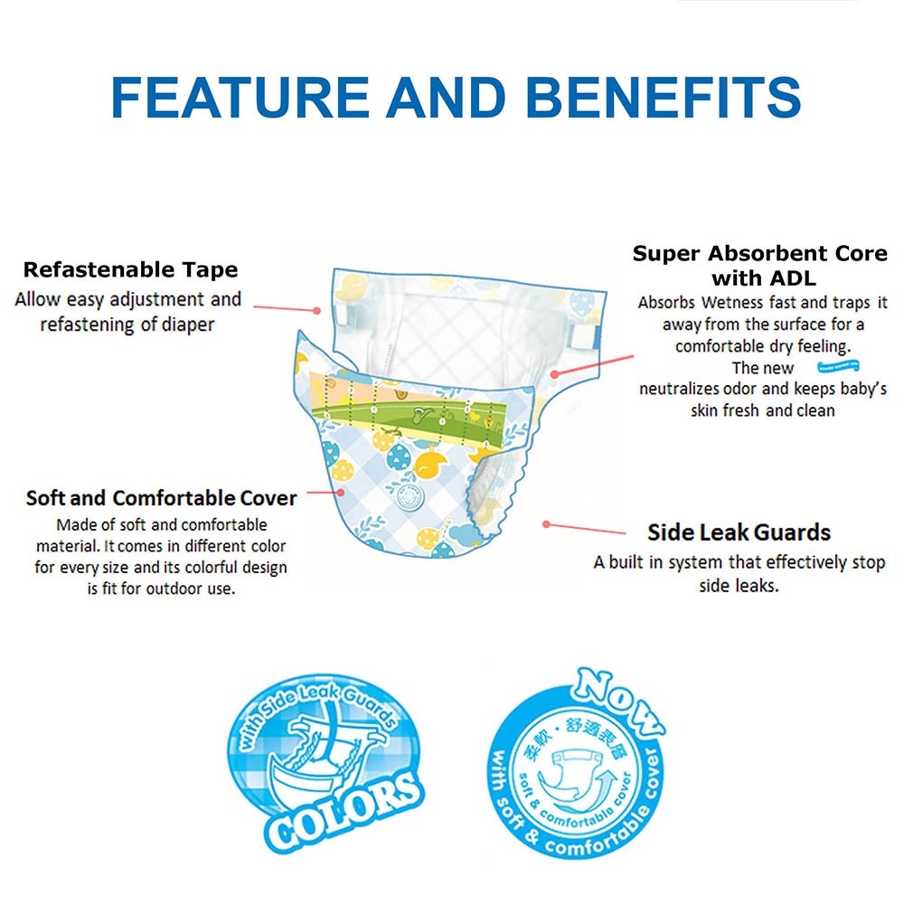 EQ Colors Jumbo Pack 52's Tape Baby Diapers (12-16kg) - XLarge