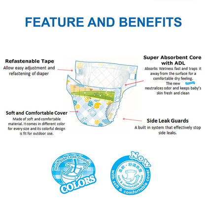 EQ Colors Jumbo Pack 52's Tape Baby Diapers (12-16kg) - XLarge