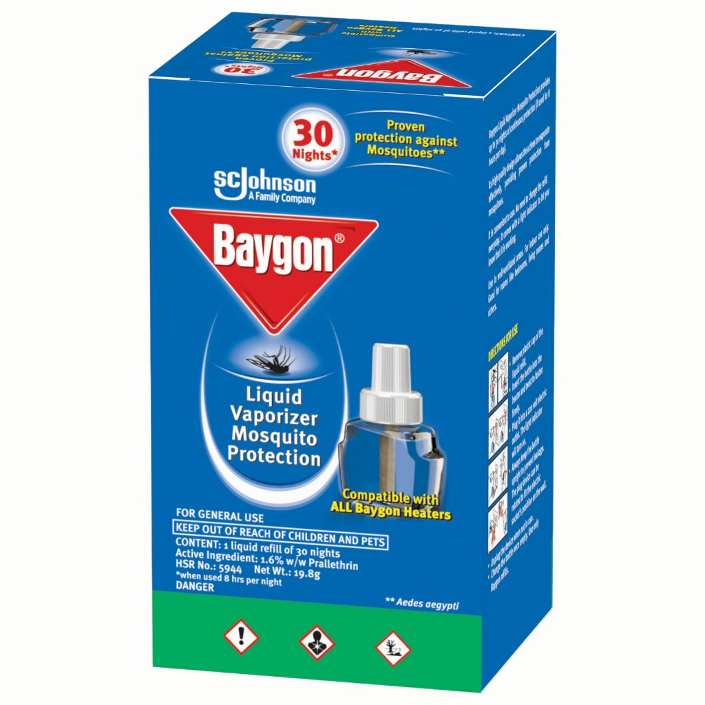 Baygon Liquid Vaporizer Refill 19.8g/30nights - (Pack of 3) Mosquito Repellent