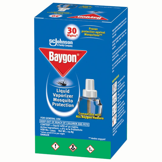 Baygon Liquid Vaporizer Refill 19.8g/30nights - (Pack of 3) Mosquito Repellent