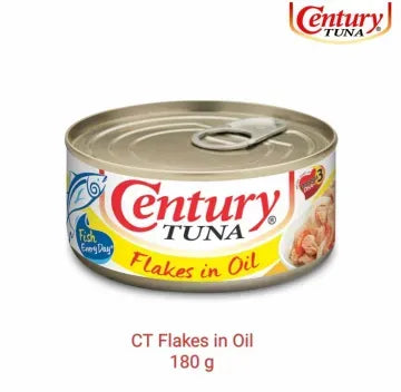 Century Tuna Flakes in Vegetable Oil Protein, Omega 3, DHA, No Preservatives 180g x 48 cans
