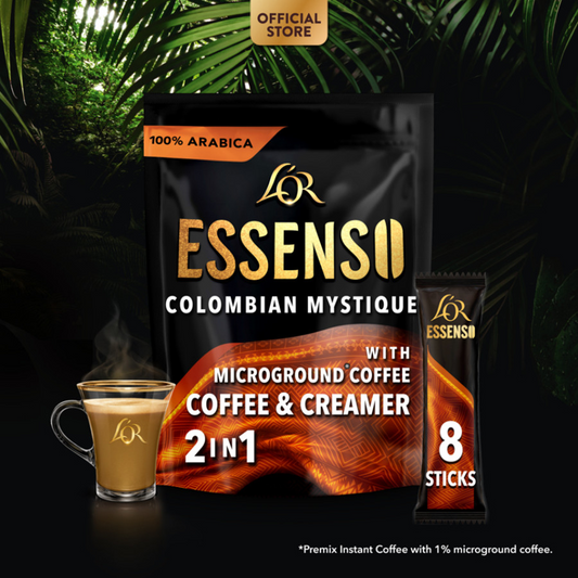 1 CASE - L'OR ESSENSO Colombian Mystique with Microground instant 2in1 Coffee (16g x 8pcs)- 24packs