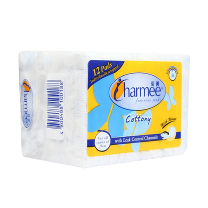 Charmee Cottony Sanitary Napkin for All Types of Flow w/ wings 12's (24 packs) - 1 case