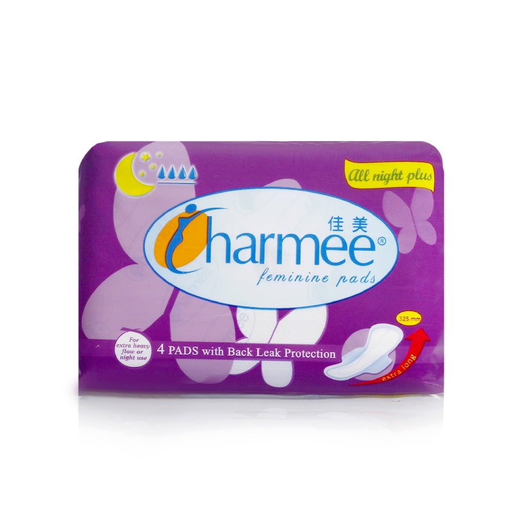 Charmee All Night Plus Feminine Pads 4s x 24 packs - 1 case