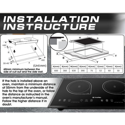 IMARFLEX Built-in Twin Induction Cooker IDX-3250B - L 1300W / R 1500W CHILD LOCK Auto Sense ON Pot/Auto OFF Function